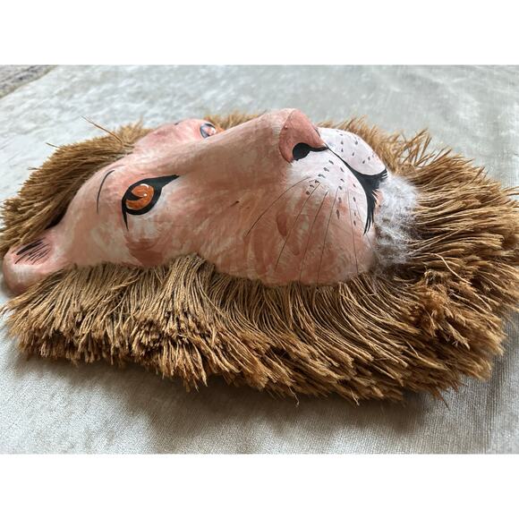 Vintage paper mache Lion head Wall Hanging Mask decor 16x11” animal nursery - Picture 8 of 9